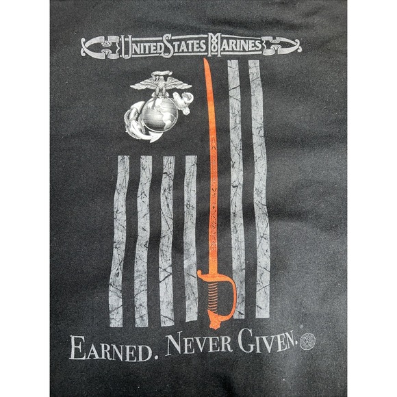 Men's XL‎ Jerzees US Marines Front And Back Black Hoodie - Picture 7 of 7